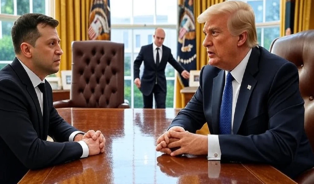 putin suddenly entered the trump zelensky meeting then what happened