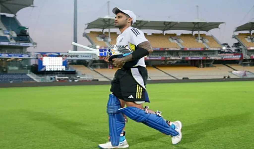 suryakumar yadav back at nca for first nets practice after hernia surgery