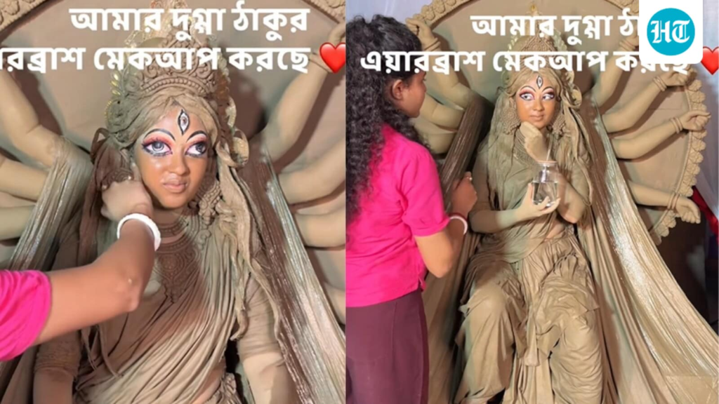 ‘Khub sundor lagche’: Kolkata woman’s breathtaking Goddess Durga makeover goes viral for its divine detailing