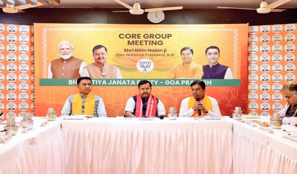 एक्शन मोड में BJP अध्यक्ष Nitin Nabin, Goa में CM सावंत के साथ बैठक, भरी जीत की हुंकार