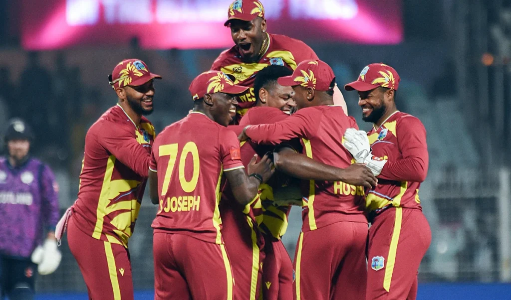 t20 world cup west indies sweated it out italy showed strength even after losing by 42 runs