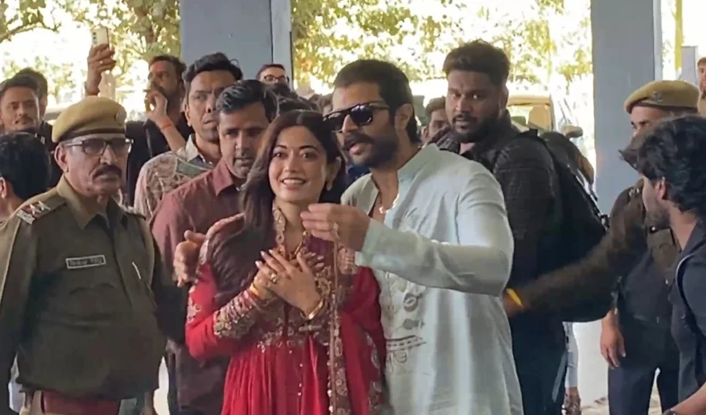 vijay and rashmika spotted at udaipur airport after their dreamy wedding vijay and rashmika spotted at udaipur airport after their dreamy wedding