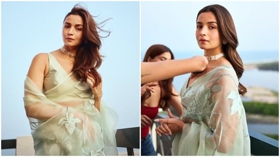 Alia Bhatt in mint green saree, luxurious choker serves one of her prettiest looks ever. See her golden hour pics Alia Bhatt in mint green saree, luxurious choker serves one of her prettiest looks ever. See her golden hour pics