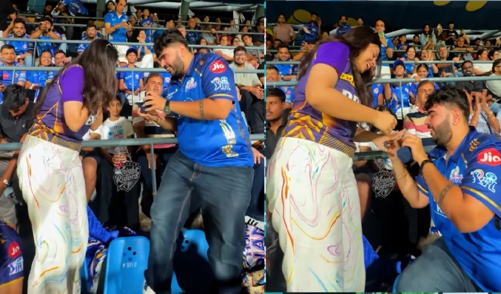 MI vs KKR मैच के दौरान लड़के ने किया गर्लफ्रेंड को प्रपोज, अंगूठी गिर गई तो फैंस ने… MI vs KKR मैच के दौरान लड़के ने किया गर्लफ्रेंड को प्रपोज, अंगूठी गिर गई तो फैंस ने…