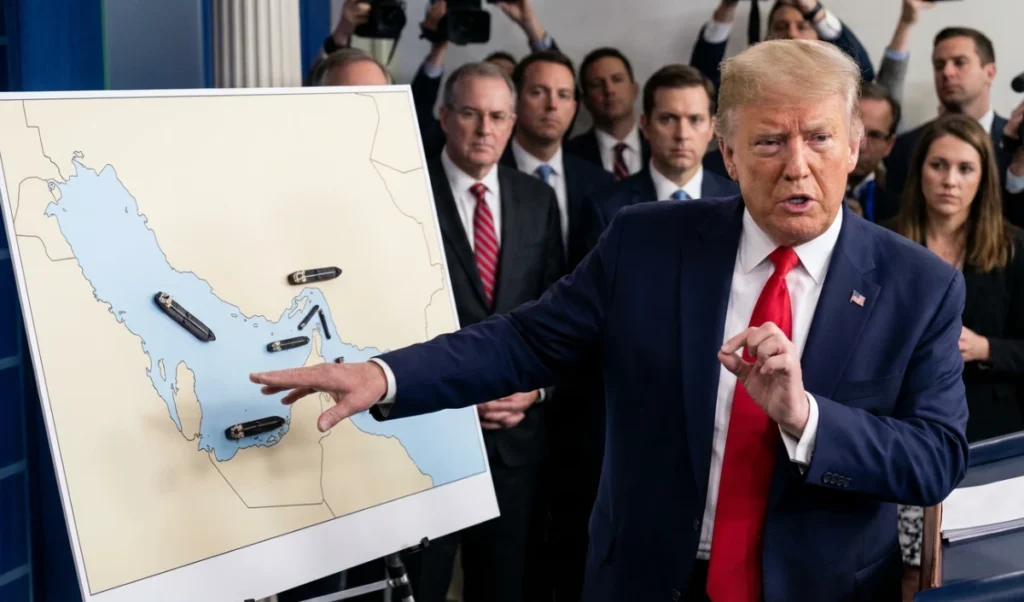 iran warning after donald trump threat to seize hormuz not let a single drop of oil escape