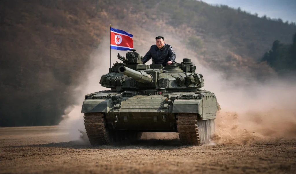 is north korea preparing for war kim jong un seen sitting on a tank with his daughter