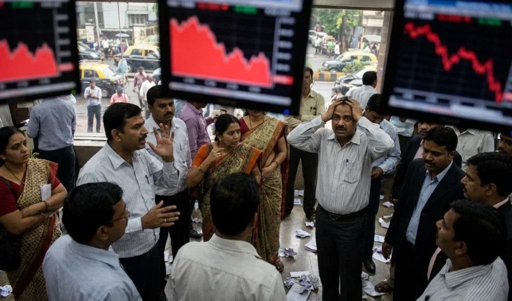 stock market 8 lakh crore wiped out sensex plummets over 1200 points nifty drops below 22700