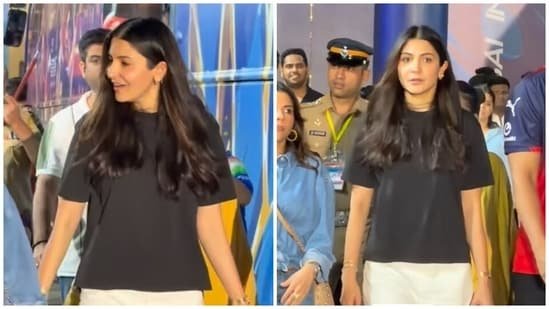 Anushka Sharma serves another lovely stadium look for RCB vs MI IPL match in a simple black and white outfit Anushka Sharma serves another lovely stadium look for RCB vs MI IPL match in a simple black and white outfit