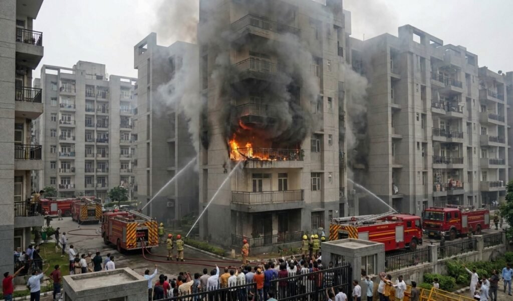 Ghaziabad Fire: इंदिरापुरम की हाई राइज बिल्डिंग धू-धू कर जली, कई मंजिलों तक फैलीं लपटें