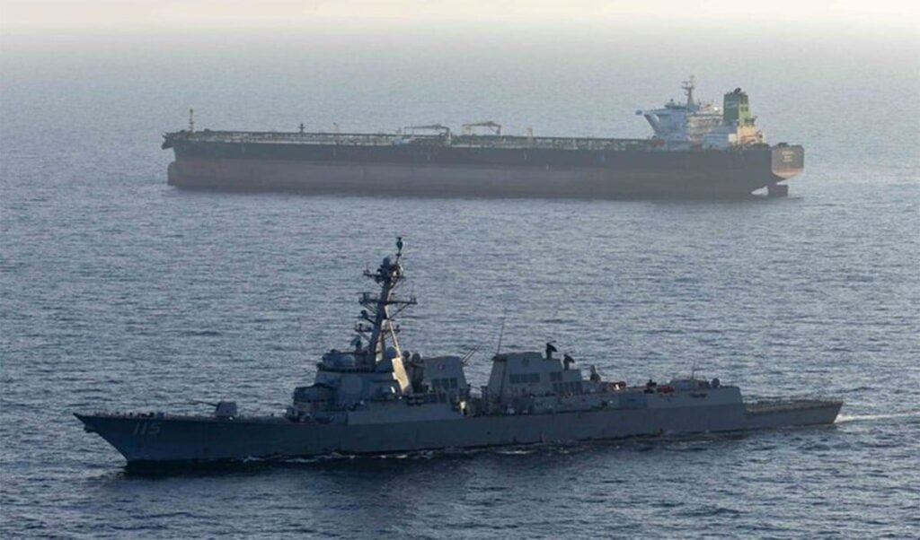us warship takes action halts iranian oil tanker maritime tensions escalate