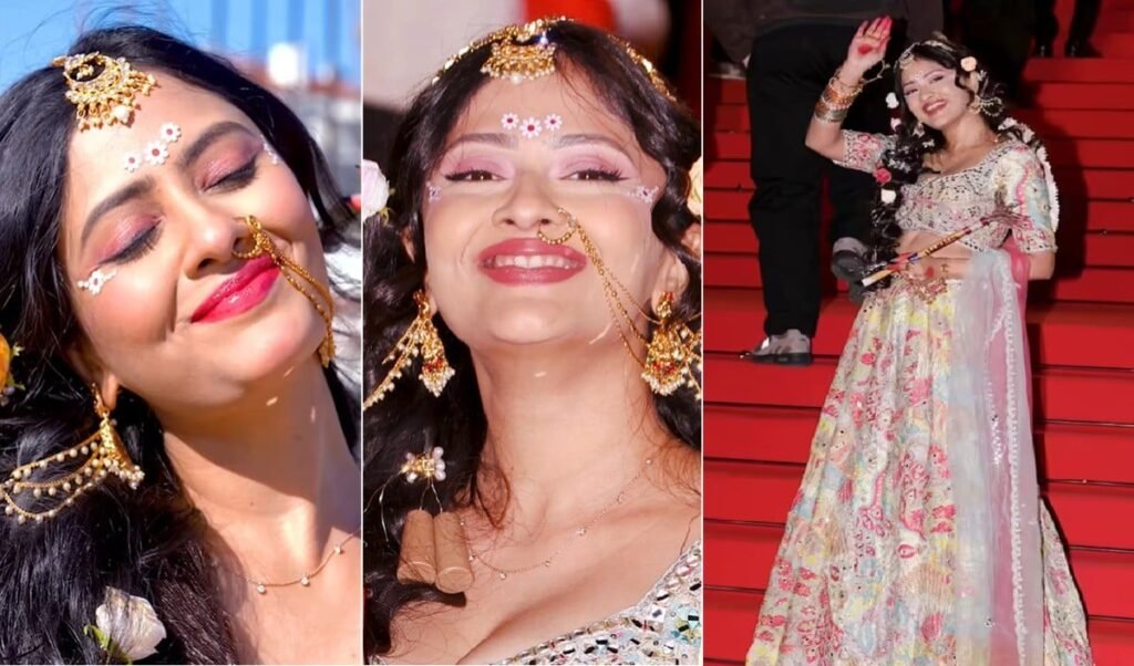 Cannes Red Carpet पर ग्लैमर नहीं, सनातन की गूंज! Radha Look में Sanya Thakur ने बटोरी सुर्खियां