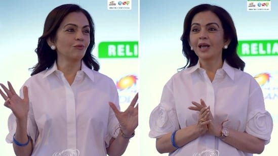 Nita Ambani channels simplicity and elegance with her dress at special ESA match day | See video Nita Ambani channels simplicity and elegance with her dress at special ESA match day | See video