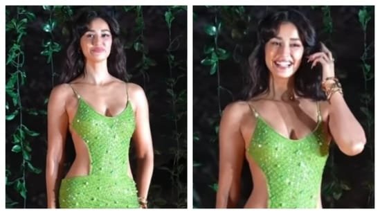 Disha Patani stuns in shimmery lime-green dress with thigh slit for Welcome to the Jungle trailer launch Disha Patani stuns in shimmery lime-green dress with thigh slit for Welcome to the Jungle trailer launch