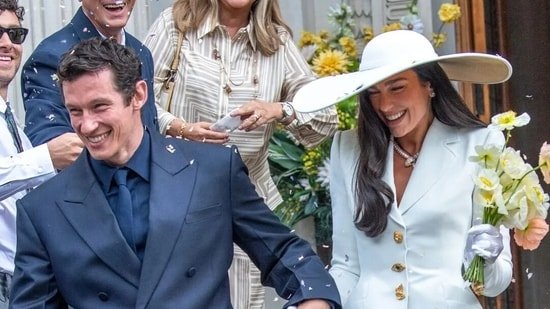 Dua Lipa, Callum Turner marry in London: And the bride wore white Schiaparelli skirt suit with bold Bvlgari necklace Dua Lipa, Callum Turner marry in London: And the bride wore white Schiaparelli skirt suit with bold Bvlgari necklace