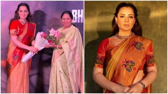 Kangana Ranaut turns Marathi mulgi in gorgeous paithani saree at Bharat Bhagya Vidatha Delhi screening for Rekha Gupta Kangana Ranaut turns Marathi mulgi in gorgeous paithani saree at Bharat Bhagya Vidatha Delhi screening for Rekha Gupta