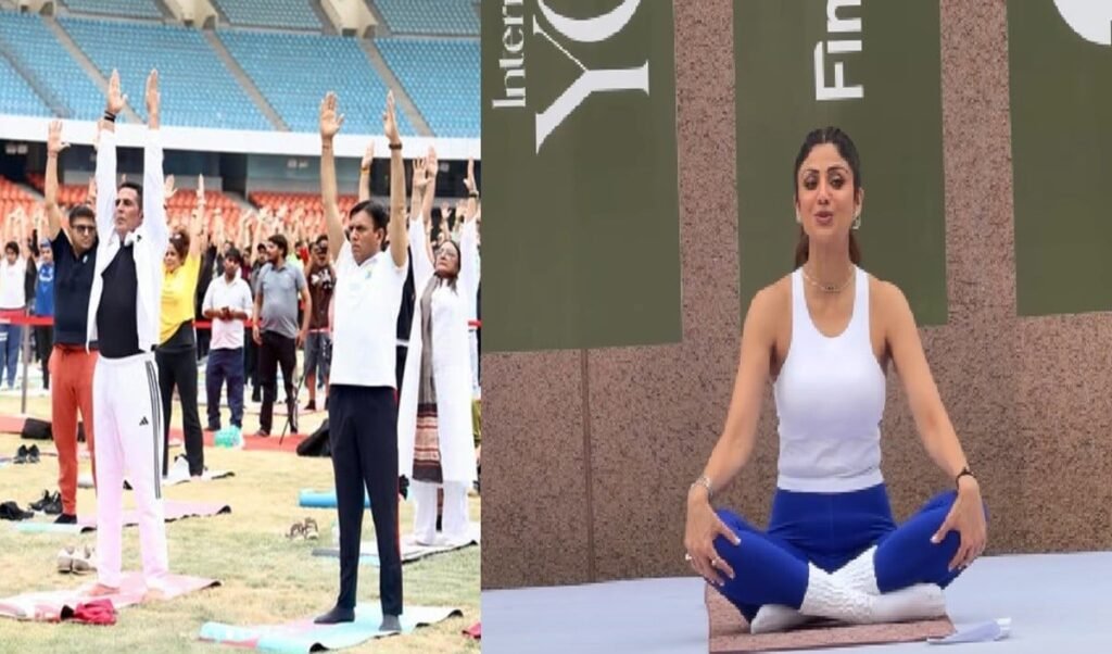 akshay kumar and shilpa shetty lead bollywoods yoga day celebrations akshay kumar and shilpa shetty lead bollywoods yoga day celebrations