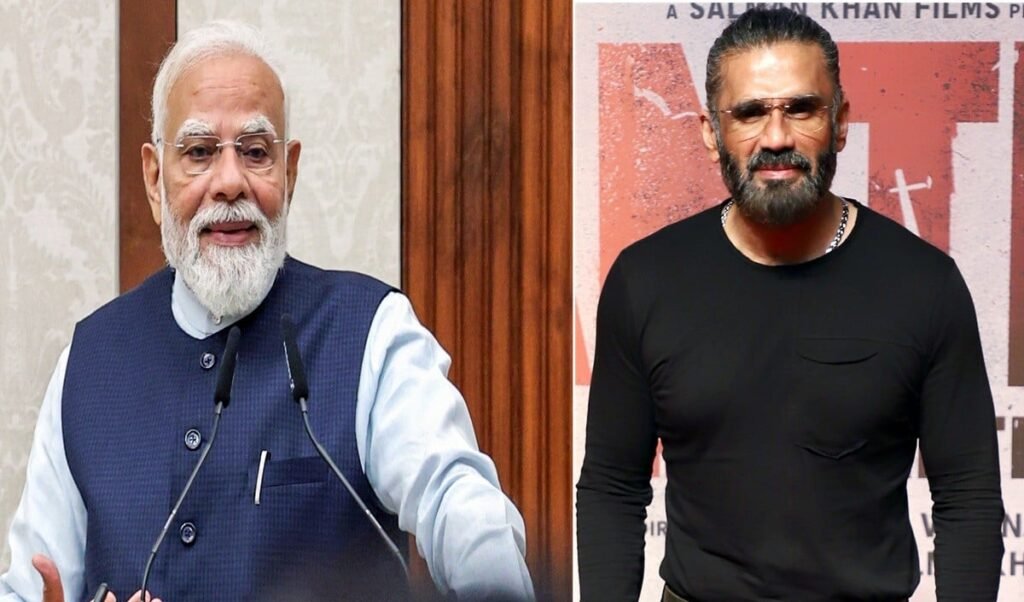 bollywood actor suniel shetty granddaughter worships pm narendra modi