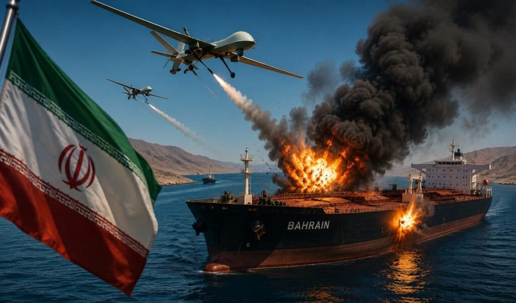 iranian drone strikes hit bahrain attack on tanker shakes the strait of hormuz