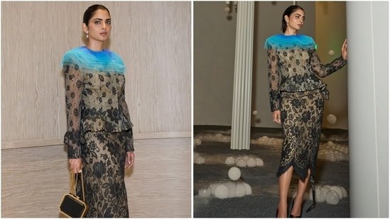 Isha Ambani makes a statement in custom Schiaparelli Haute Couture; her striking blue neckline is impossible to miss Isha Ambani makes a statement in custom Schiaparelli Haute Couture; her striking blue neckline is impossible to miss