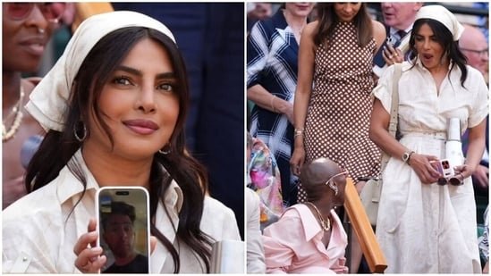 Priyanka Chopra serves chic courtside fashion at Wimbledon in a cream summer dress and bandana. Pics Priyanka Chopra serves chic courtside fashion at Wimbledon in a cream summer dress and bandana. Pics