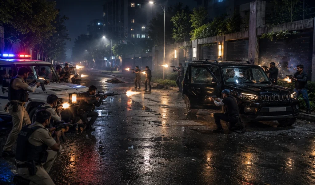Shootout at Sushant Lok : सिर्फ 2 मिनट में 60 राउंड फायर, 4 शूटर ढेर, Deepak Nandal Gang की धज्जियाँ उड़ गयीं