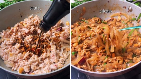 Try this delicious kung pao chicken noodles with 52g protein and 450 calories per serving: See step-by-step preparation Try this delicious kung pao chicken noodles with 52g protein and 450 calories per serving: See step-by-step preparation
