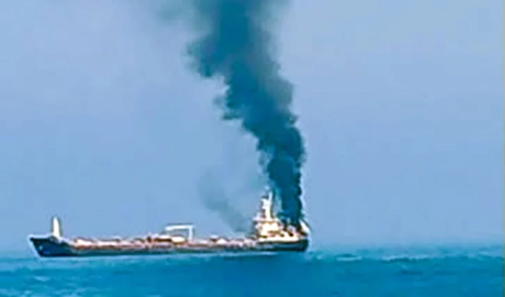 oil tanker blown up in hormuz suspicion falls on iran amidst the blazing waters