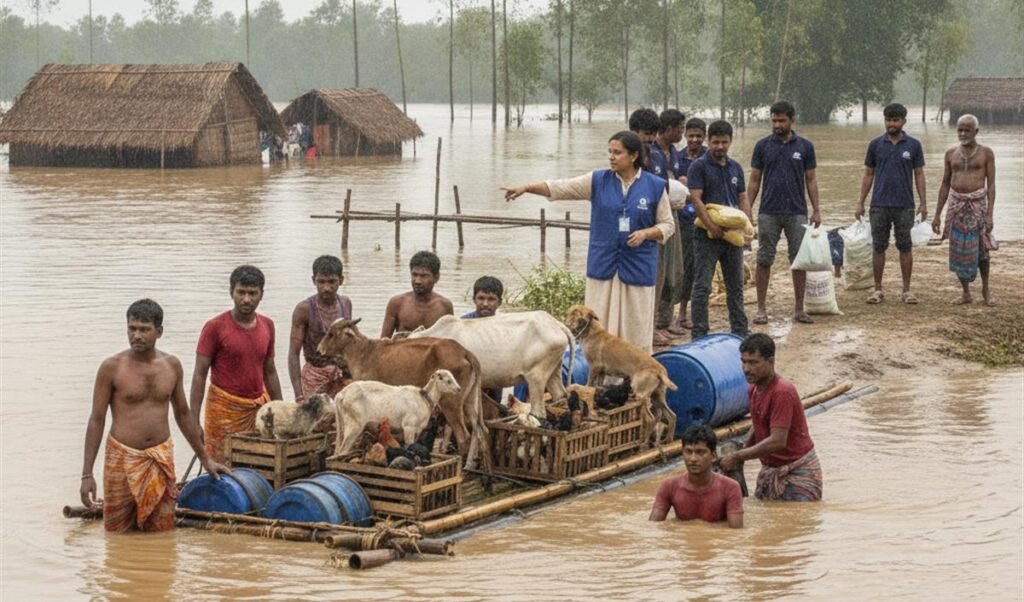 असम बाढ़: पूर्वी हिस्से में पशुधन को बचाना बड़ी चुनौती, सरकार और संगठन कर रहे मदद असम बाढ़: पूर्वी हिस्से में पशुधन को बचाना बड़ी चुनौती, सरकार और संगठन कर रहे मदद