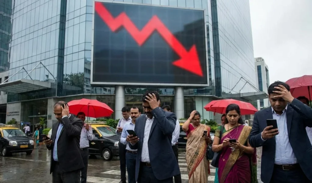शेयर बाजार में Black Monday! Donald Trump के बयान से मचा बवाल, Sensex और Nifty बुरी तरह लुढ़के शेयर बाजार में Black Monday! Donald Trump के बयान से मचा बवाल, Sensex और Nifty बुरी तरह लुढ़के