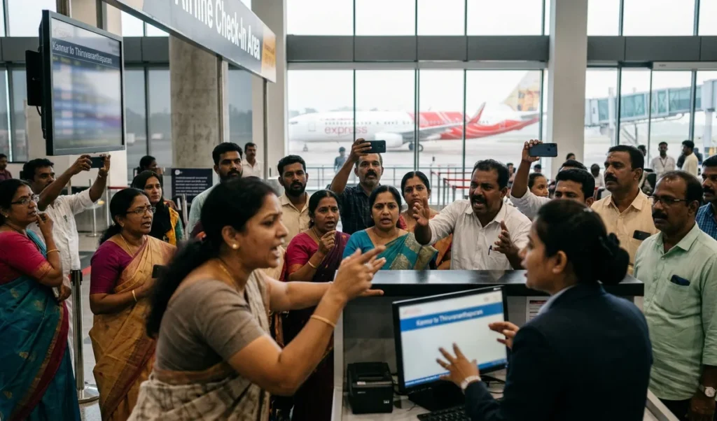 Air India Express उड़ान में कई घंटे की देरी से Kannur एयरपोर्ट पर यात्रियों का हंगामा Air India Express उड़ान में कई घंटे की देरी से Kannur एयरपोर्ट पर यात्रियों का हंगामा