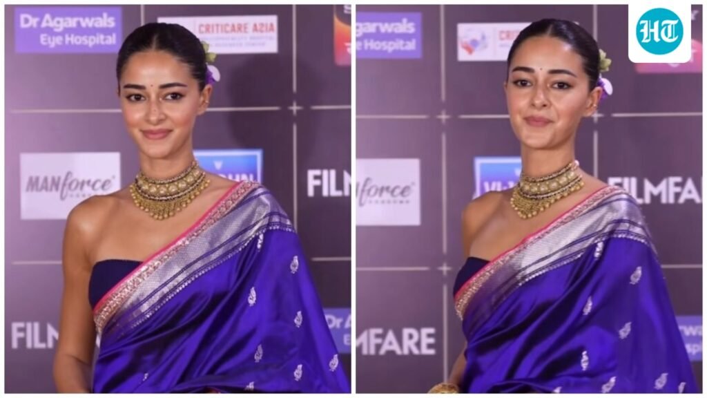 Ananya Panday brings back the tube blouse with regal Banarasi saree and traditional gold jewellery for awards night Ananya Panday brings back the tube blouse with regal Banarasi saree and traditional gold jewellery for awards night