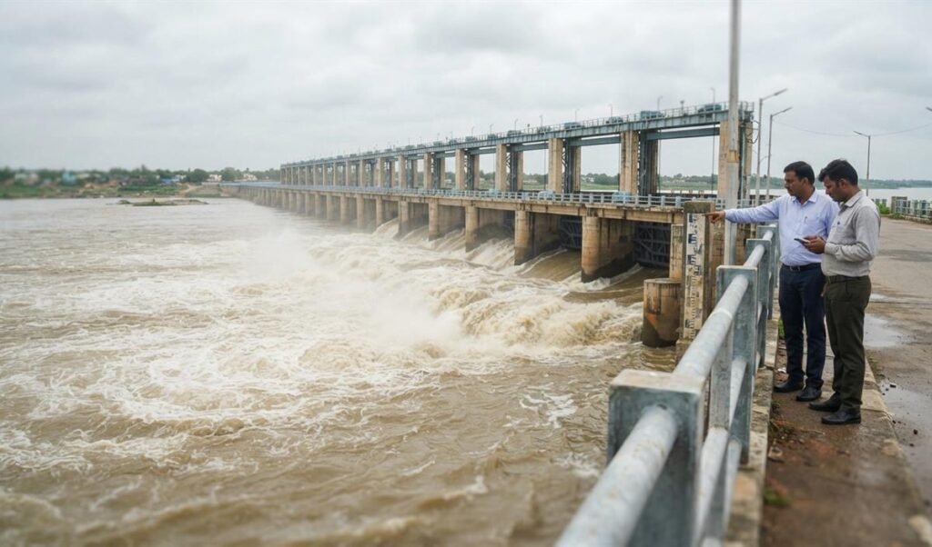 Andhra Pradesh में Godavari नदी का जलस्तर घटा, बैराज पर पानी का भारी प्रवाह जारी