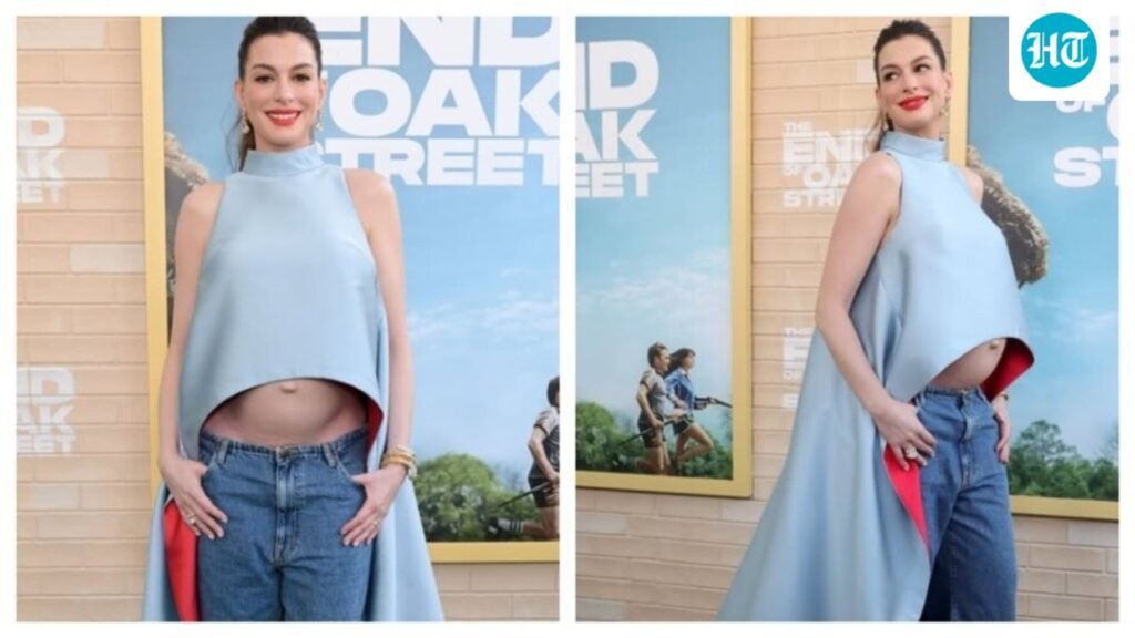 Anne Hathaway flaunts baby bump in silk top and jeans for The End of Oak Street’s world premiere Anne Hathaway flaunts baby bump in silk top and jeans for The End of Oak Street’s world premiere