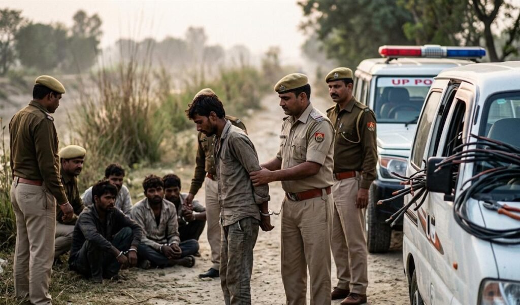 Bahraich Police ने मुठभेड़ के बाद बिजली तार चोर गिरोह के 5 बदमाश पकड़े Bahraich Police ने मुठभेड़ के बाद बिजली तार चोर गिरोह के 5 बदमाश पकड़े