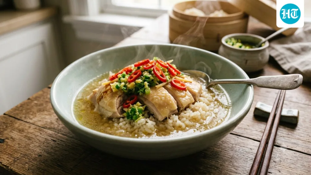 Craving something soupy, spicy and umami in the rains? Try this delicious steamed ginger chicken with rice recipe