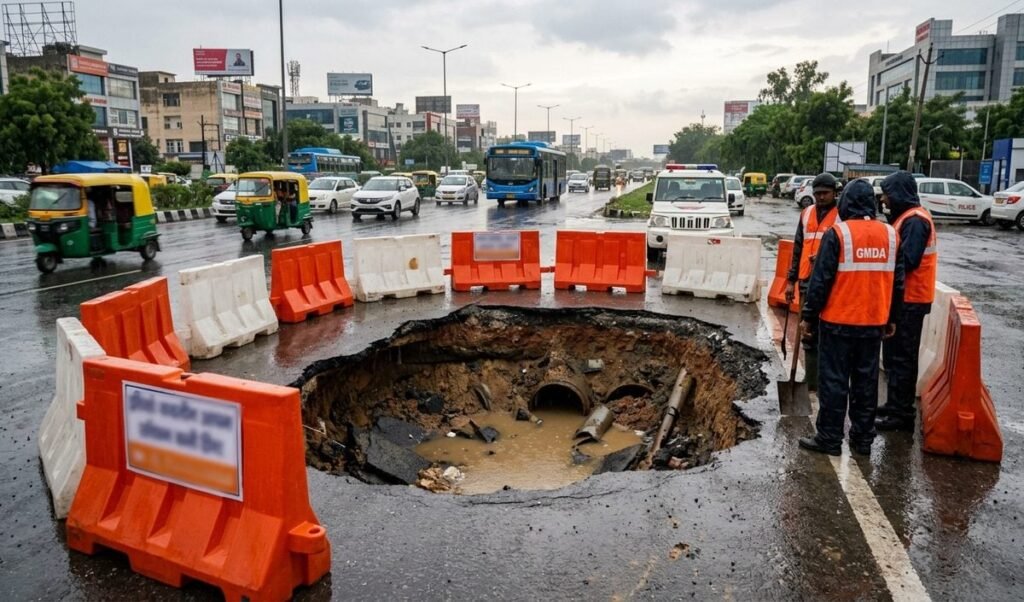 Gurugram Rain से जलमग्न हुआ शहर, 70 मिमी बारिश के बाद कई जगह धंसी सड़कें Gurugram Rain से जलमग्न हुआ शहर, 70 मिमी बारिश के बाद कई जगह धंसी सड़कें