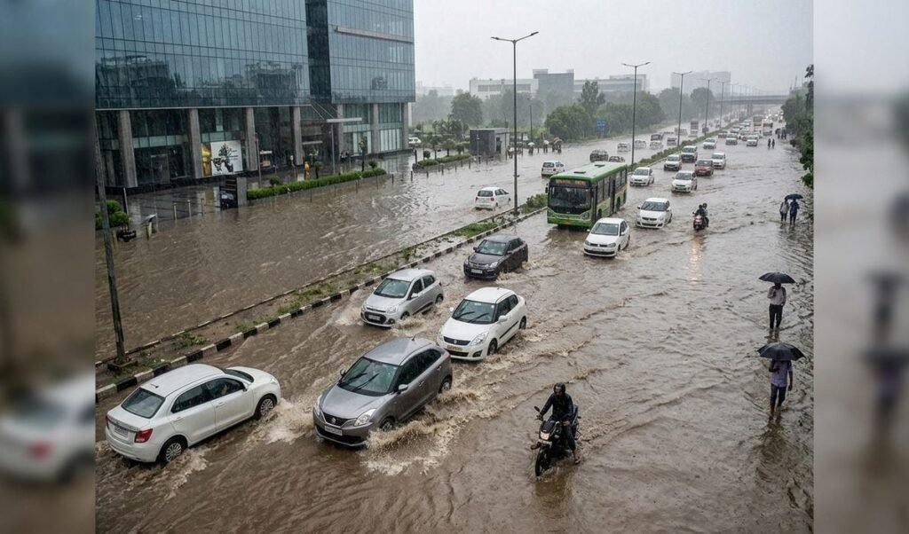 Gurugram में Rain से थमी वाहनों की रफ्तार, Expressway समेत कई प्रमुख सड़कें जलमग्न