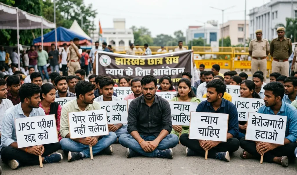 Jharkhand paper leak: सरकार संग वार्ता बेनतीजा रही, प्रदर्शन जारी रखने का ऐलान Jharkhand paper leak: सरकार संग वार्ता बेनतीजा रही, प्रदर्शन जारी रखने का ऐलान