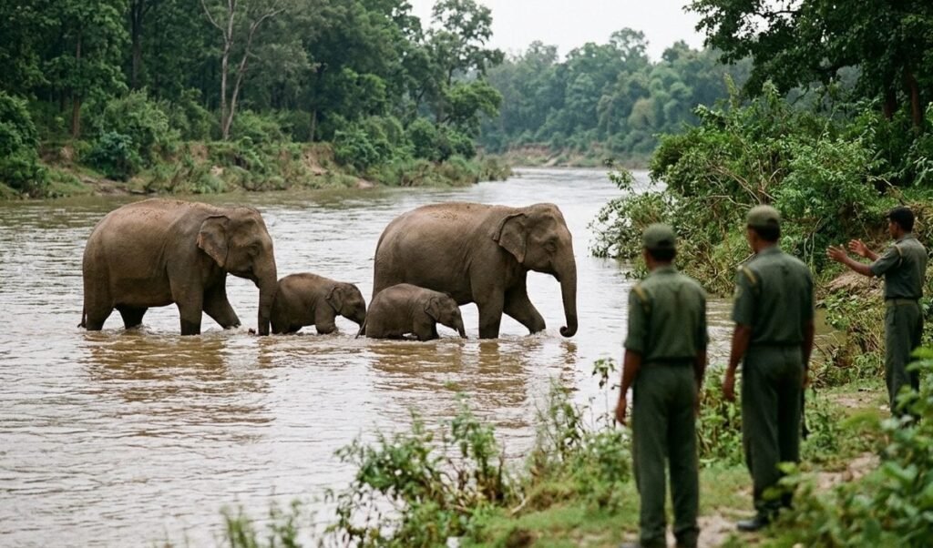 Katarniaghat में बह रहे 5 Elephants को वन और सिंचाई विभाग ने बचाया Katarniaghat में बह रहे 5 Elephants को वन और सिंचाई विभाग ने बचाया