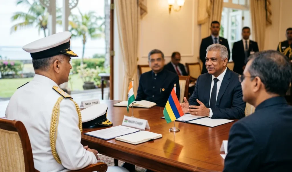 Navy Chief एडमिरल कृष्णा स्वामीनाथन ने Mauritius PM से मुलाकात कर समुद्री सुरक्षा पर चर्चा की