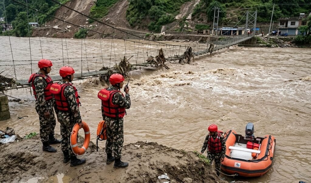 Nepal Floods: Bhote Koshi नदी का जलस्तर फिर बढ़ा, बचाव टीमों को अलर्ट रहने के निर्देश Nepal Floods: Bhote Koshi नदी का जलस्तर फिर बढ़ा, बचाव टीमों को अलर्ट रहने के निर्देश