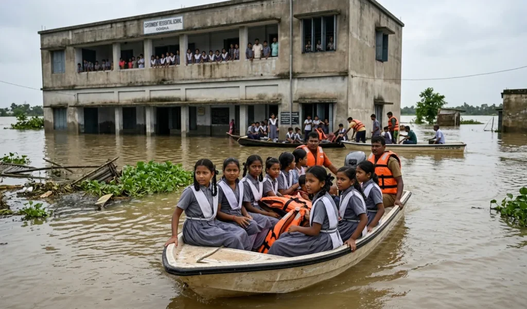 Odisha के Kendrapara में आवासीय स्कूल में घुसा बाढ़ का पानी, 400 छात्र फंसे Odisha के Kendrapara में आवासीय स्कूल में घुसा बाढ़ का पानी, 400 छात्र फंसे