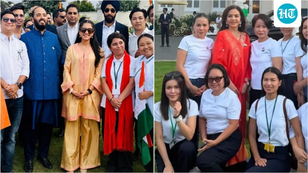 Radhika Merchant goes soft in yellow kurta, Nita Ambani turns heads in red at Independence Day celebration in London Radhika Merchant goes soft in yellow kurta, Nita Ambani turns heads in red at Independence Day celebration in London