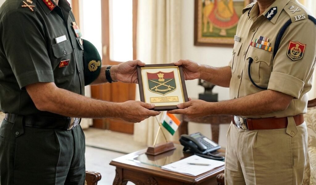 Rajasthan DGP से मिले Army Chief Dheeraj Seth, सीमा सुरक्षा और इंटेलिजेंस पर बनी सहमति Rajasthan DGP से मिले Army Chief Dheeraj Seth, सीमा सुरक्षा और इंटेलिजेंस पर बनी सहमति