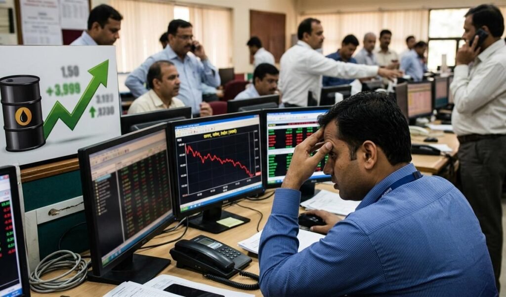 Sensex 235 अंक टूटा और Nifty 24,608 के स्तर पर आया, कच्चे तेल में तेजी से बाजार पर दबाव Sensex 235 अंक टूटा और Nifty 24,608 के स्तर पर आया, कच्चे तेल में तेजी से बाजार पर दबाव