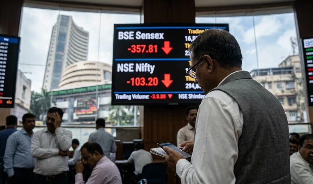 Sensex और Nifty में गिरावट, शेयर बाजार में चार दिन की तेजी पर लगी रोक Sensex और Nifty में गिरावट, शेयर बाजार में चार दिन की तेजी पर लगी रोक