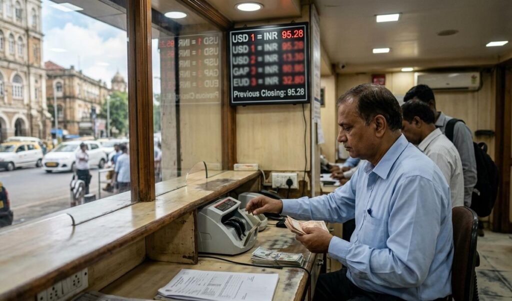 US Dollar के मुकाबले Rupee 6 पैसे टूटकर 95.28 पर पहुंचा, शेयर बाजार भी सुस्त US Dollar के मुकाबले Rupee 6 पैसे टूटकर 95.28 पर पहुंचा, शेयर बाजार भी सुस्त