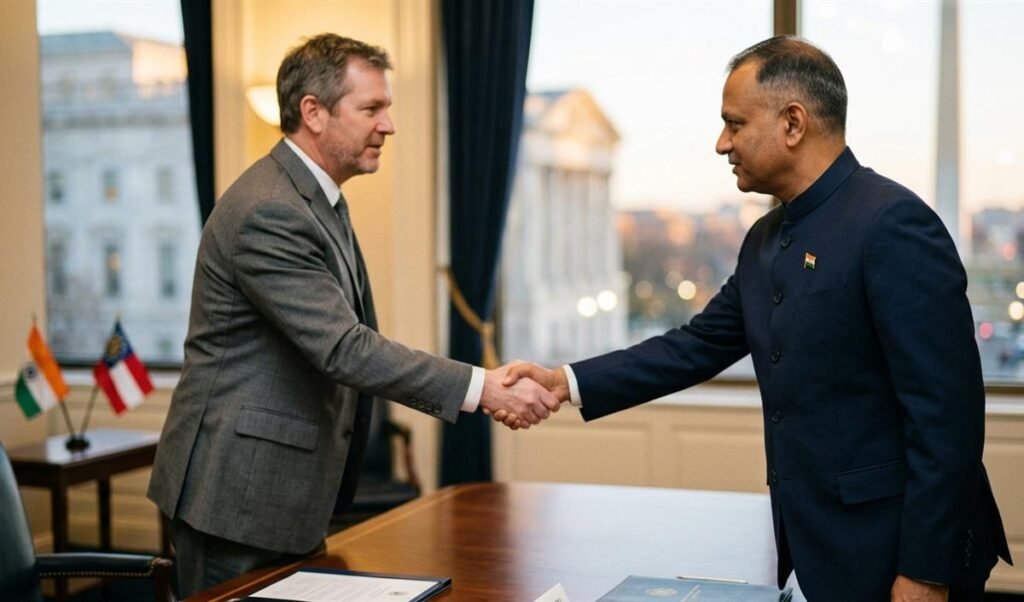 Vinay Mohan Kwatra ने Georgia के गवर्नर Brian Kemp से की मुलाकात Vinay Mohan Kwatra ने Georgia के गवर्नर Brian Kemp से की मुलाकात
