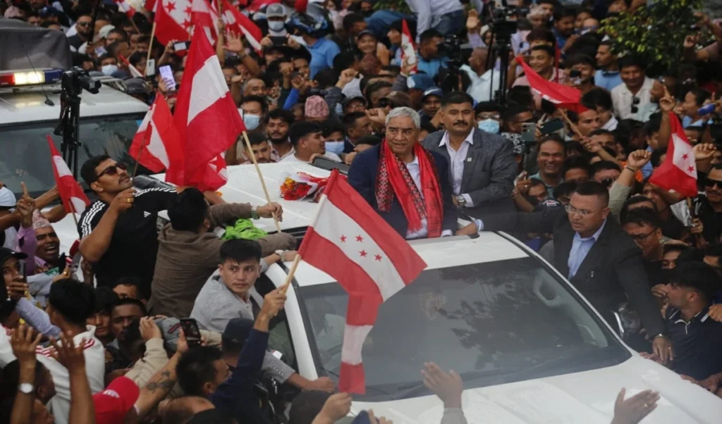 former nepal pm deuba after spending months abroad for medical treatment former nepal pm deuba after spending months abroad for medical treatment