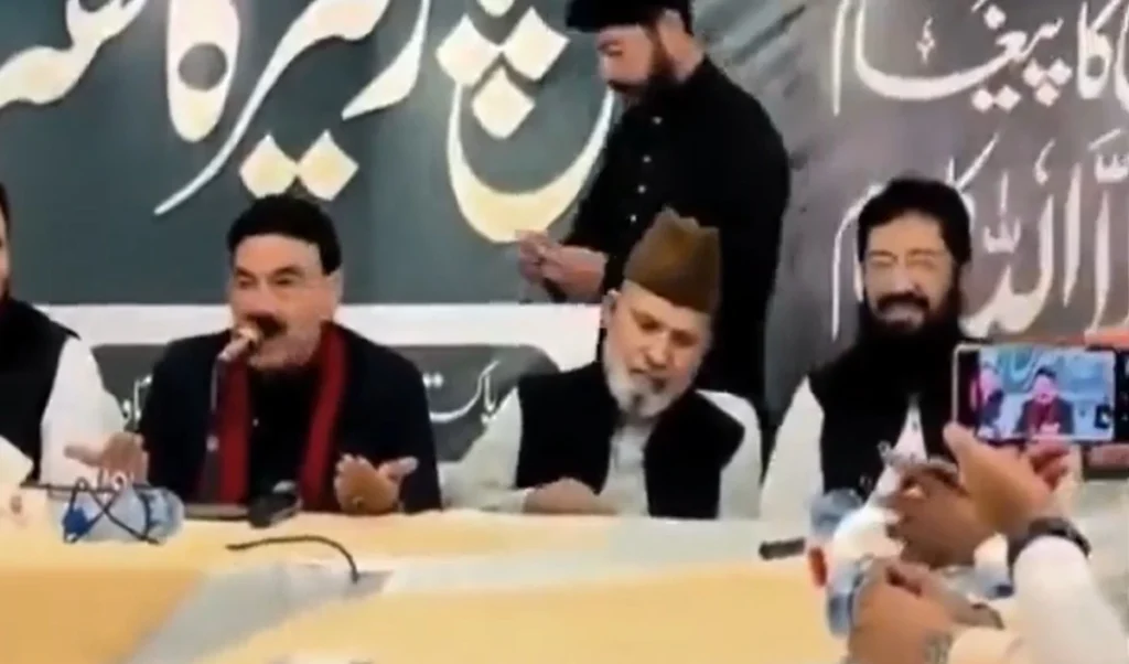 former pakistani minister threatens india from a gathering of terrorists former pakistani minister threatens india from a gathering of terrorists